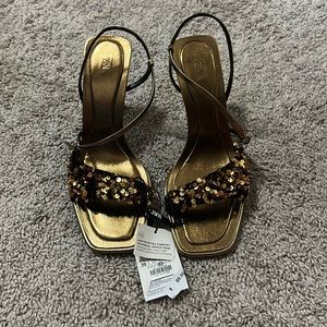 ZARA Sequin Heel Sandals